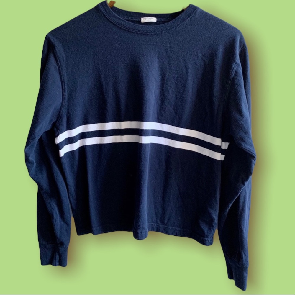 John Galt Navy + White Striped Cotton Long Sleeve - Picture 9 of 9